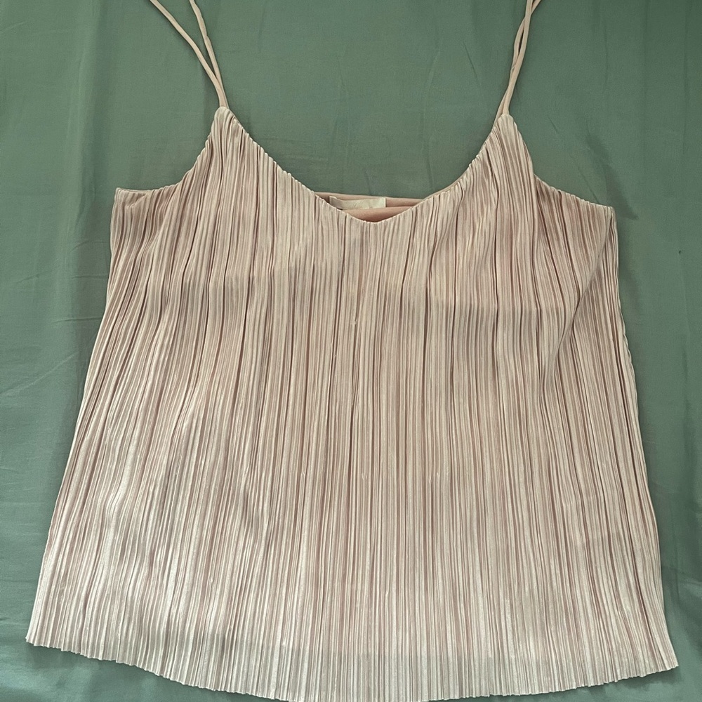 H&M Cream Pleated Spaghetti Strap Top